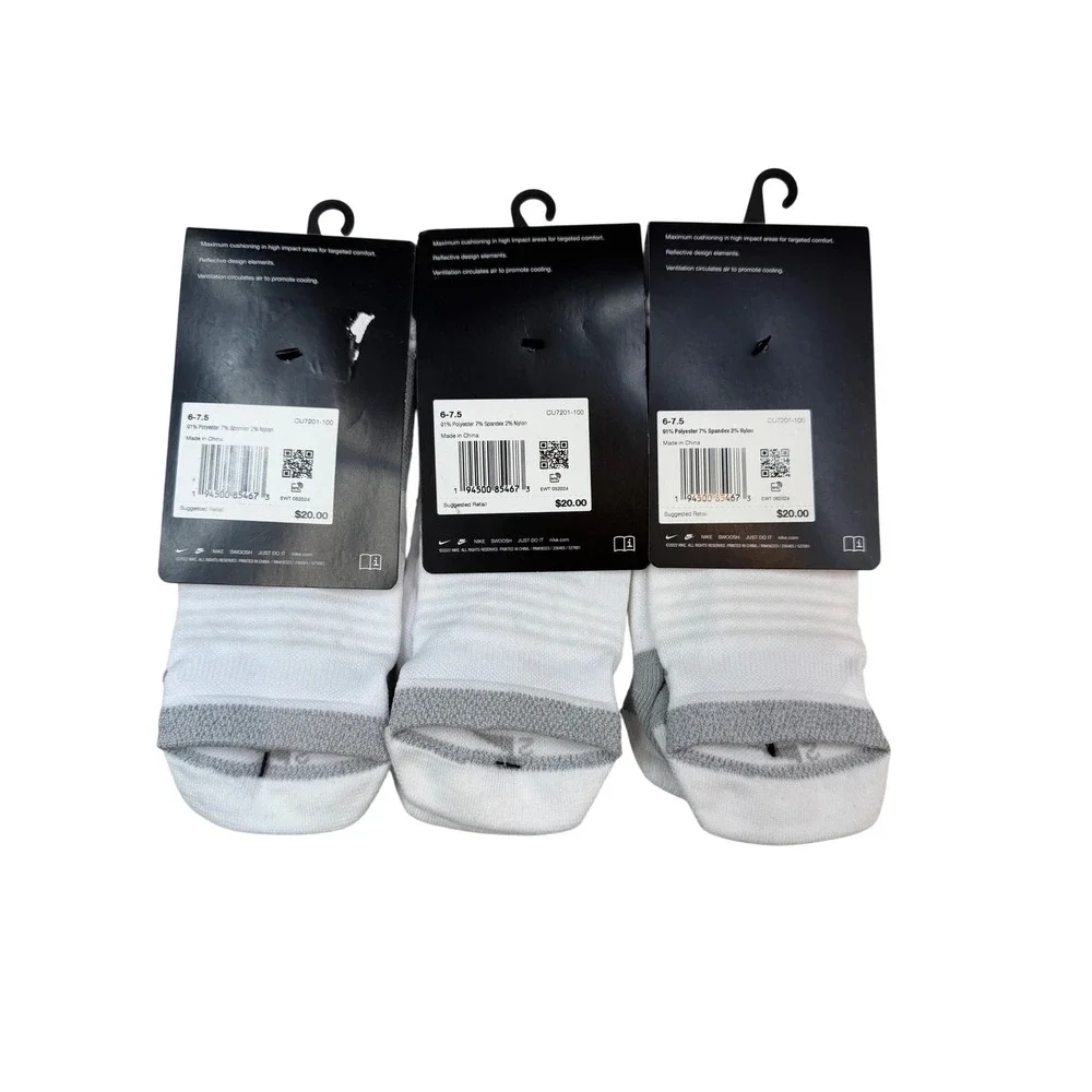 3 Pairs Nike Spark Cushioned No-Show Running Socks Men's 6-7.5 / Women's 7.5-9
